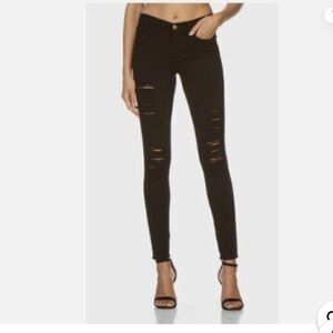 Frame “Le High Skinny” black distressed jeans